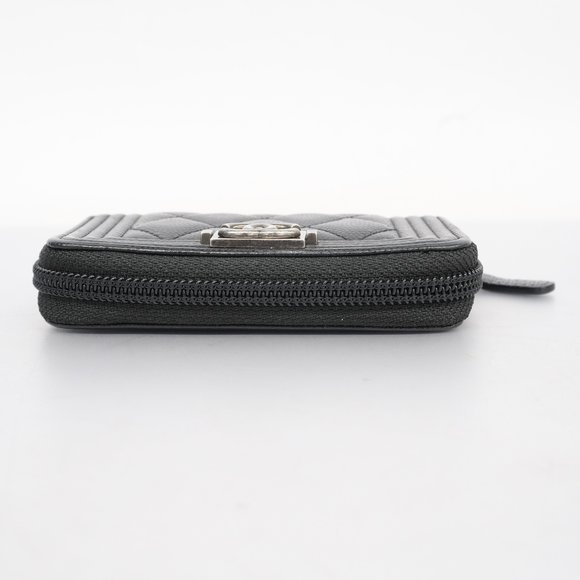 CHANELAuth  Boy  Coin Case Silver Metal Fittings Women's Caviar Leather Coin Pur - Picture 2 of 8